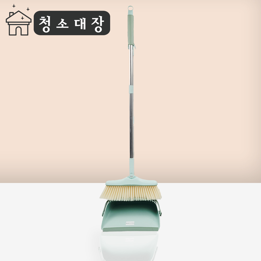 월드크린 청소대장 블롱 쓰레받기 세트 민트 스탠드 실외 사무실 업소용 플라스틱 쓰레받이