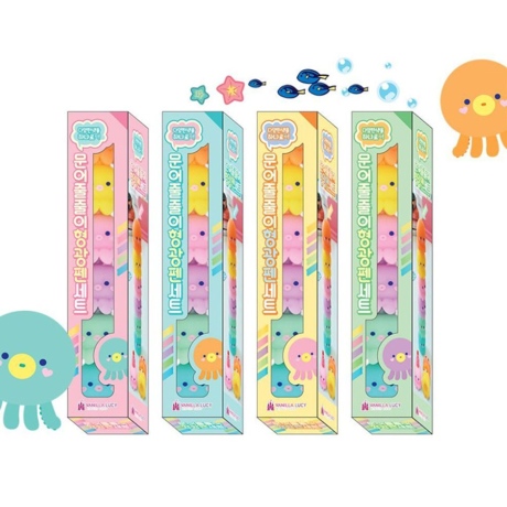 문어 줄줄이 5색 형광펜세트 3P 필기 다꾸 학용품