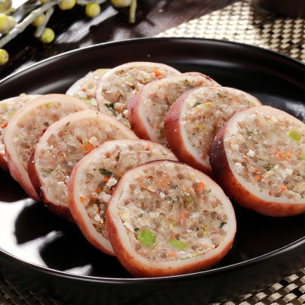 속초중앙시장 슬라이스 오징어순대 500g 옛날 찹쌀 야채 선지 수제 순대 진공 500g