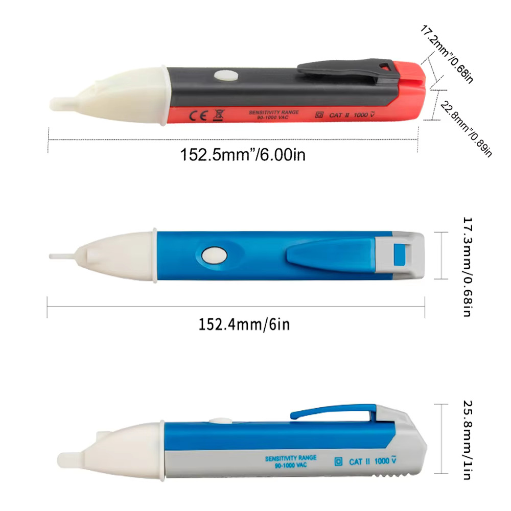 전기 표시기 비접촉 소켓 벽 AC 전원 콘센트 전압 감지기 센서 테스터 펜 LED 조명 90-1000V 110V-220V