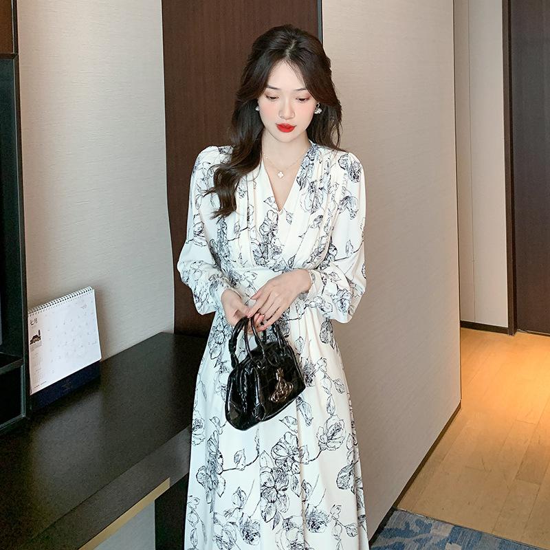 봄 여성 롱 빈티지 드레스 WP12527