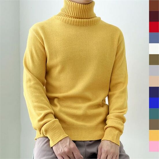 남자 데일리 목폴라 니트 1P 남성 스웨터 그린