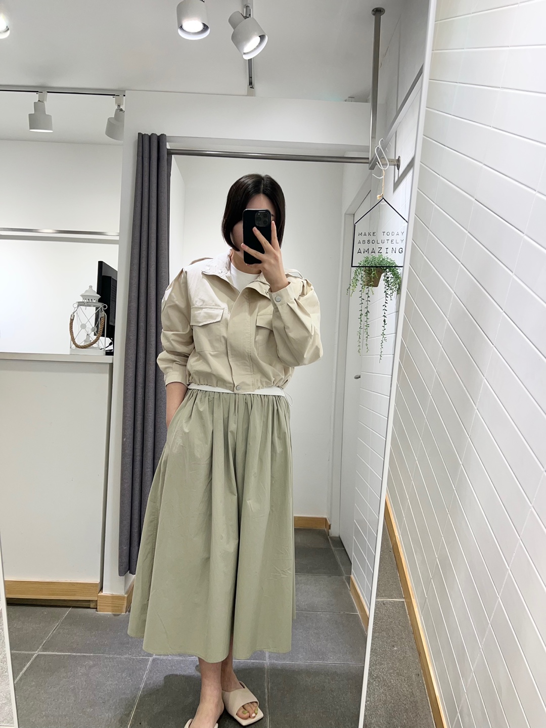 여성 봄 크롭 스트링 점퍼 야상