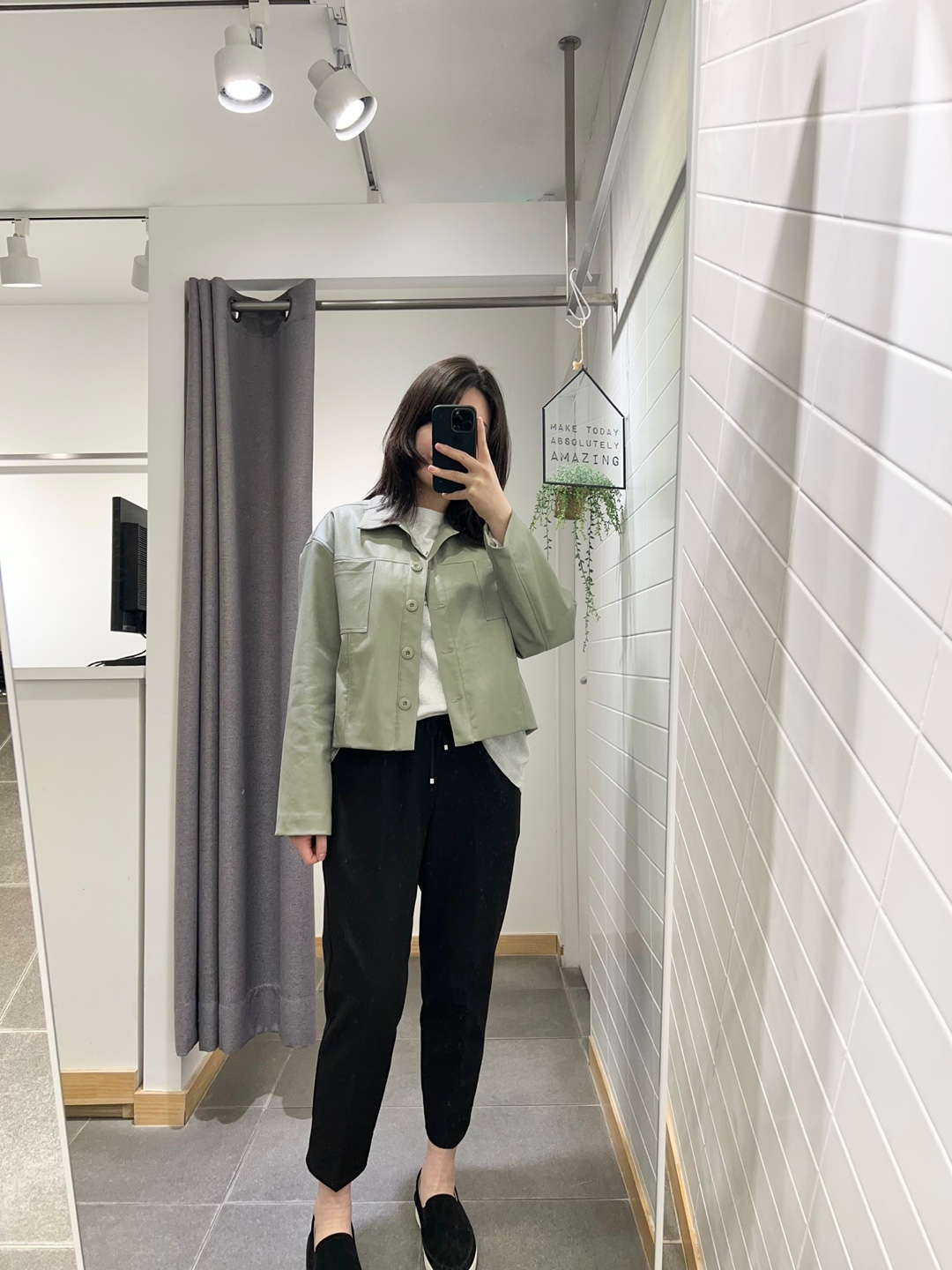 여성 일자핏 전체 밴딩 뒷트임 슬랙스
