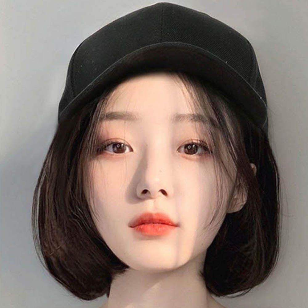 단발머리 일체형 캡모자 가발 개성있는 스타일