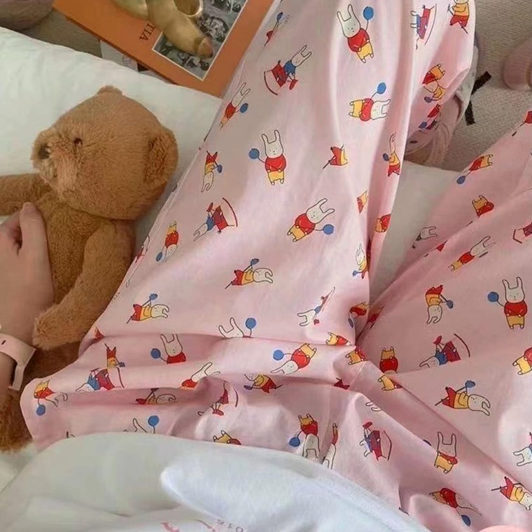 핑크토끼잠옷바지 홈웨어 밴딩 봄 파자마 하의