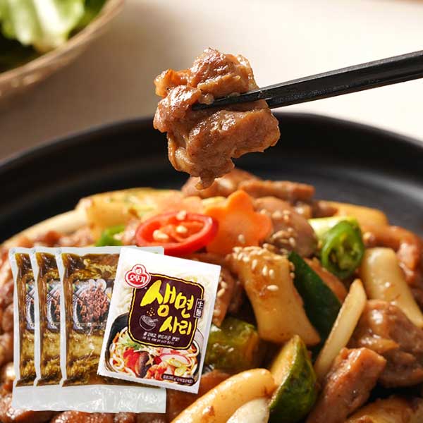 우리농 식탁이야기 국내산 춘천 간장닭갈비 500g X 3팩 우동사리 세트