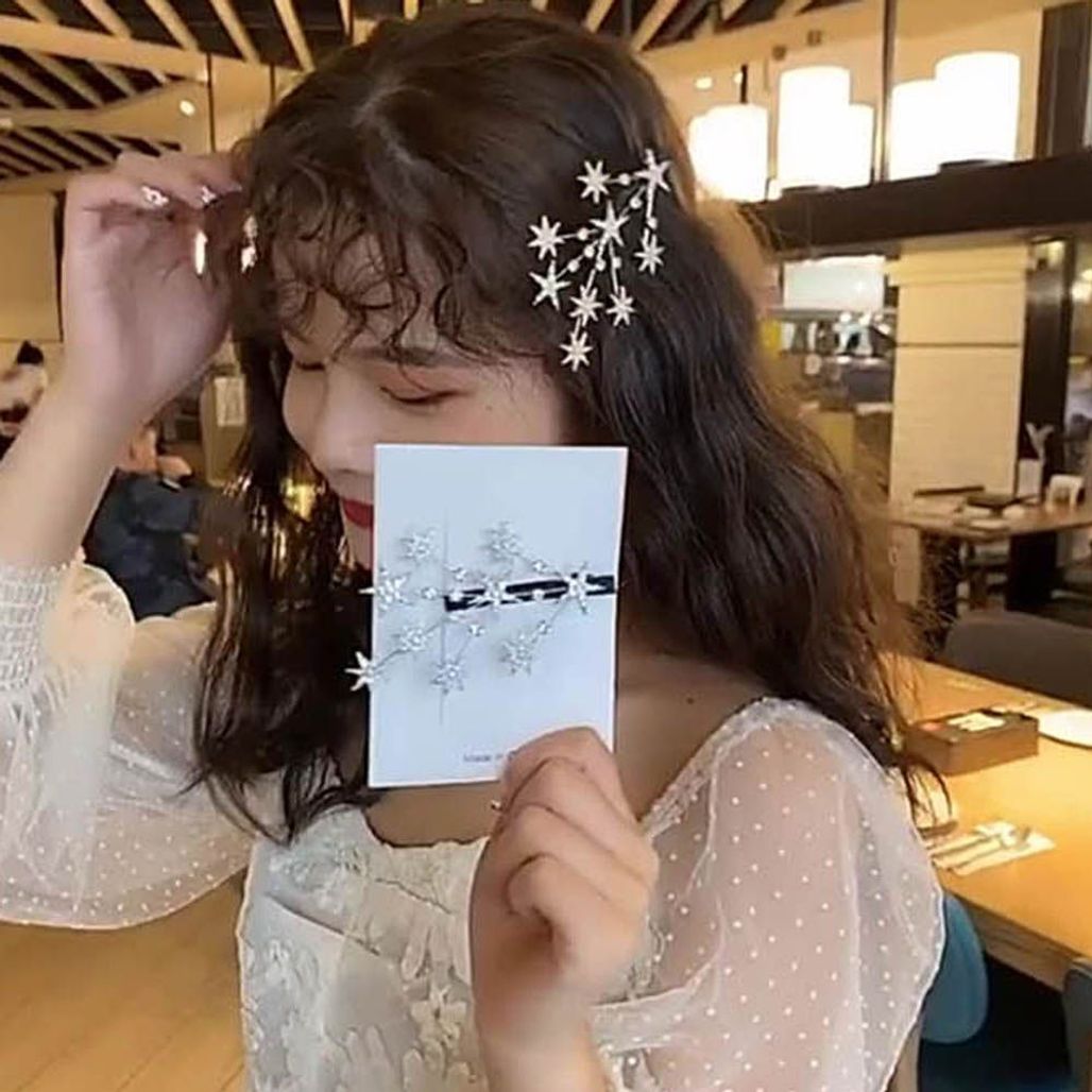 트윙클 별 헤어핀 포인트 단발 긴머리