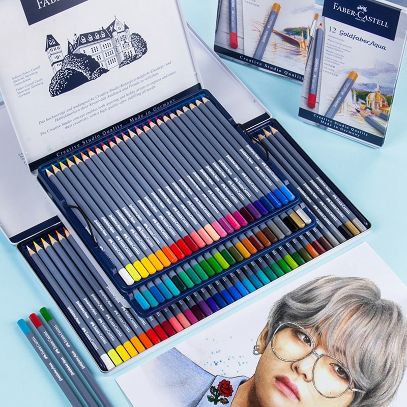 페이버 Castell Goldfaber 아쿠아 수용성 컬러 연필 박스 전문 컬러 연필 아트 12243648