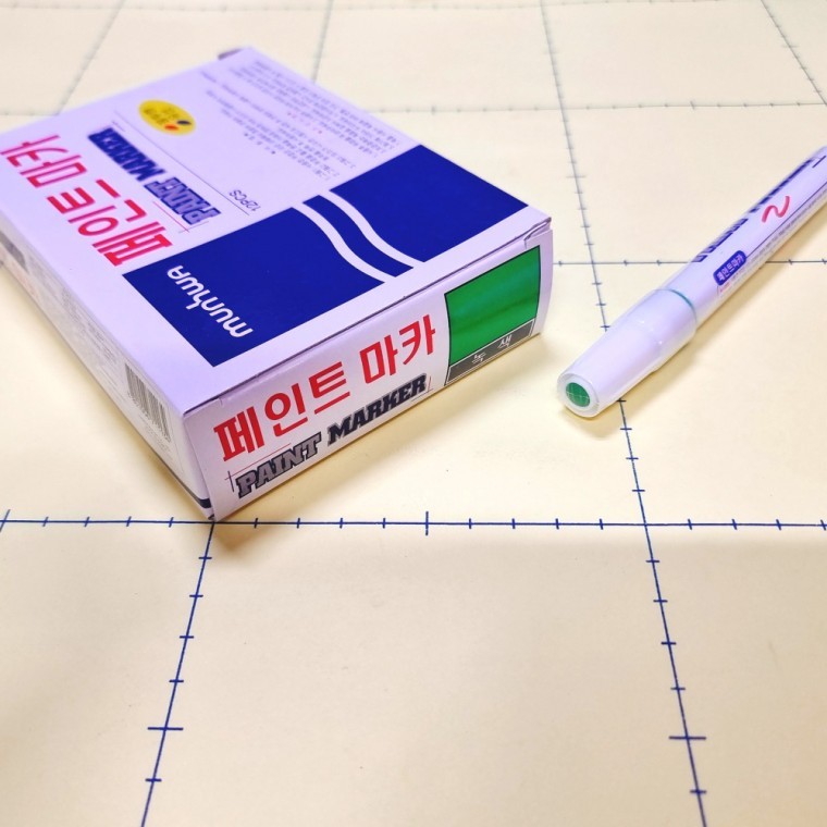 12개 1타스 녹색 페인트 마카 유리에쓰는 펜 그린