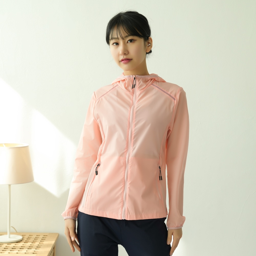 썬콜렉션 여성 초경량 등산 러닝 바람막이 자켓 홑겹 경량 여름 후드집업 코랄피치