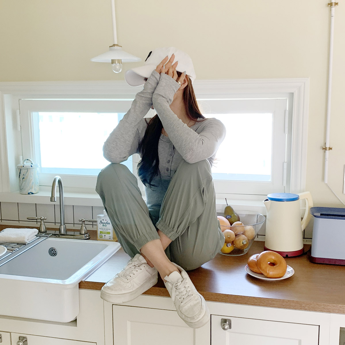 여자 데일리 밴딩 스트랩 캐주얼 조거 팬츠