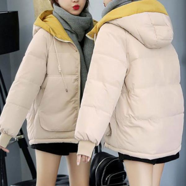 투톤 후드 점퍼 아우터 베이직 겨울 여성 데일리 패딩