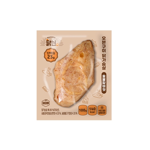 청솔식품 다신샵 닭신 오븐구이 닭가슴살 숯불갈비맛 100g