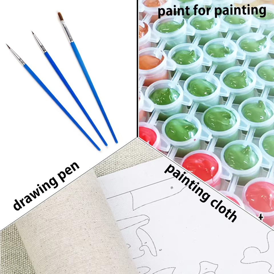 동물 코끼리 색칠 그림 완료 키트 아크릴 페인트 4050 캔버스 그림 어린이를위한 장식 그림