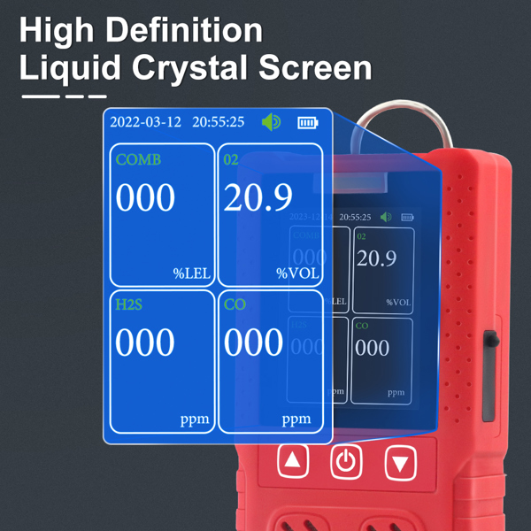 RTTPP 휴대용 멀티 가스 감지기 LEL H2S CO 산소 황화수소 가연성 누출 4 in 1