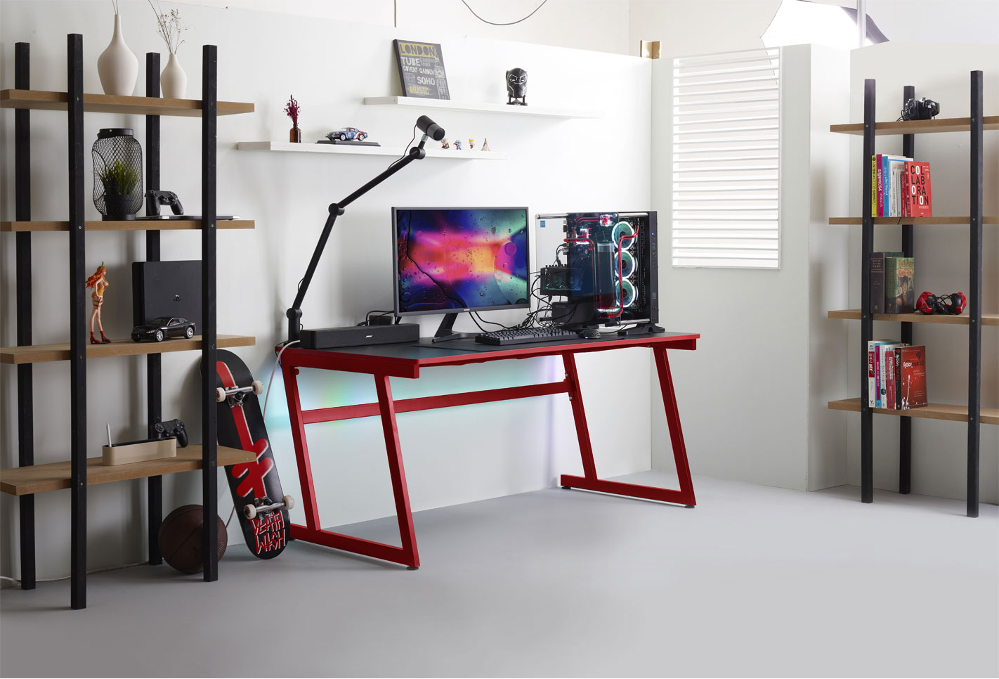 제닉스크리에이티브 ARENA-X ZERO DESK 1600 레드 1인용 컴퓨터 게이밍책상