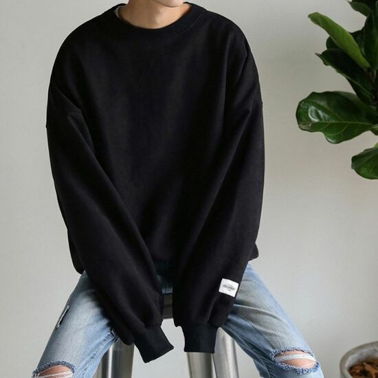 초깔끔 오퍼핏 루즈핏 안감 기모 무지 데일리 맨투맨
