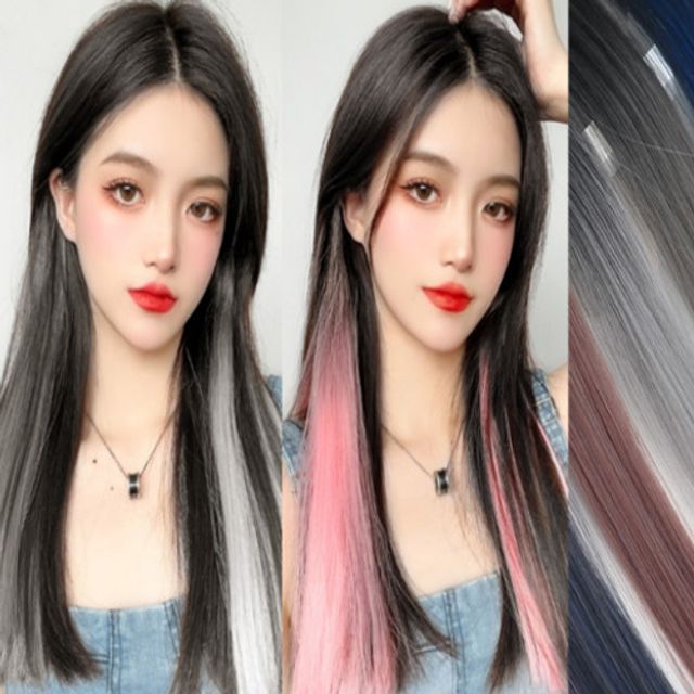 일자 포인트 컬러 헤어피스 붙임머리 X 2매입