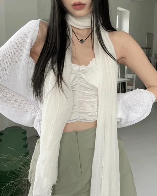 토넌 봄 린넨 주름 롱 스카프 머플러