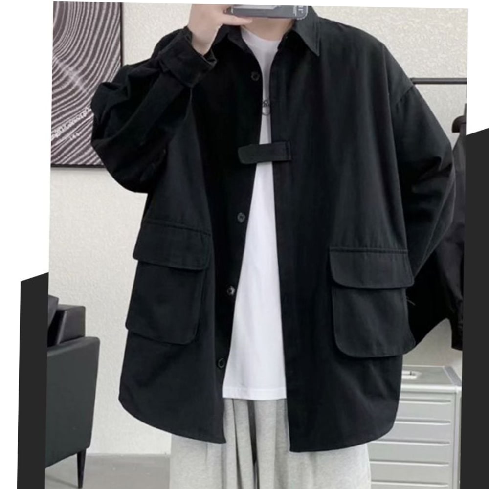 남자 데일리 캐주얼 아웃핏 간절기 포켓 셔츠 자켓