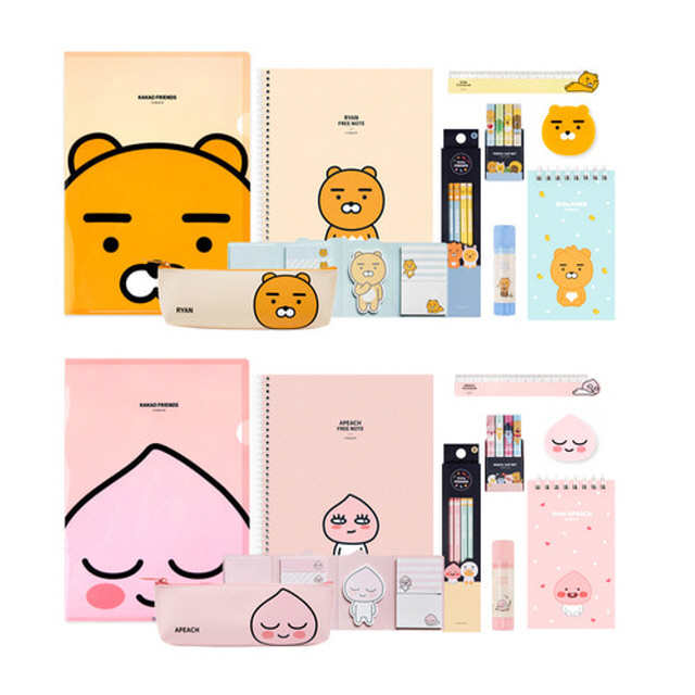 아이콘스 카카오프렌즈 카카오프렌즈 라이언 어피치 알짜 10가지 문구세트 초등학교 학원 어린이날 선물