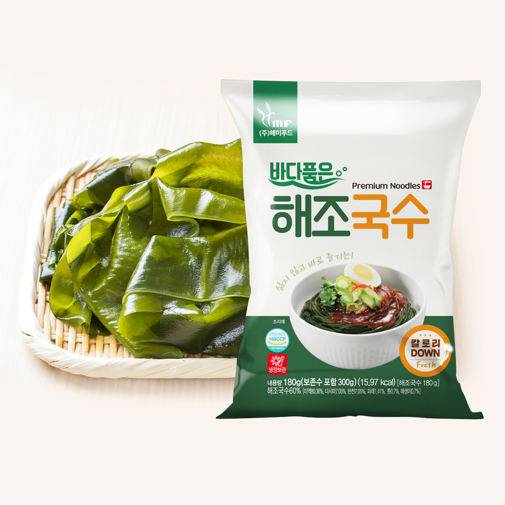 해미푸드 바다품은 해조국수 25팩 소스 2종 미역 다시마 톳 면 해조국수 해초국수 건강한 저칼로리국수