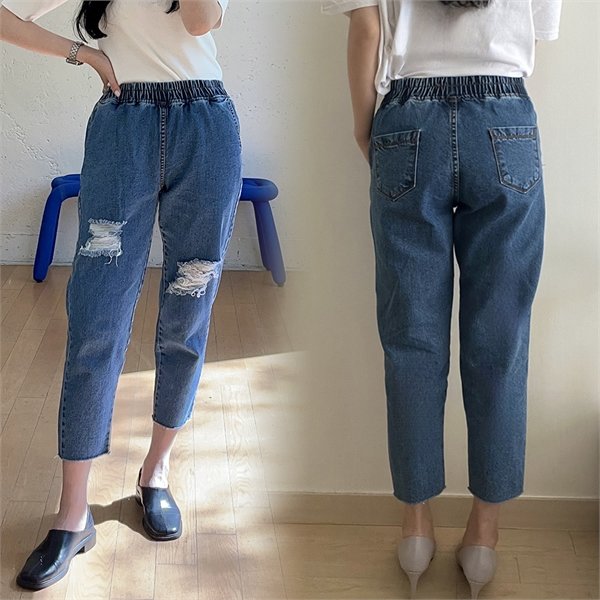 사랑해요 구제컷팅배기데님팬츠 LO P267L405