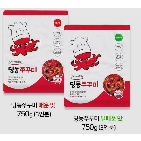 딩동쭈꾸미 맛있게 매운 쭈삼 딩동 양념 주꾸미 볶음 750g x 1팩 덜매운맛 1개