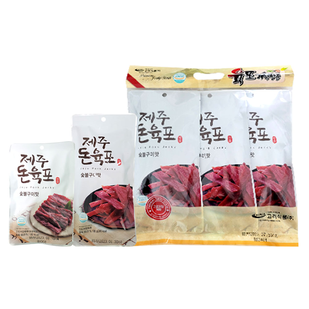 고려식품 고려식품 제주돼지 돈육포 90g 30g 3봉 숯불구이맛 돼지고기 대용량