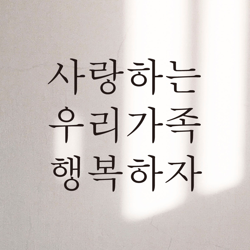 어썸투데이 감성 문구 레터링 스티커 사랑하는 우리가족 행복하자 L 흰색 L-044