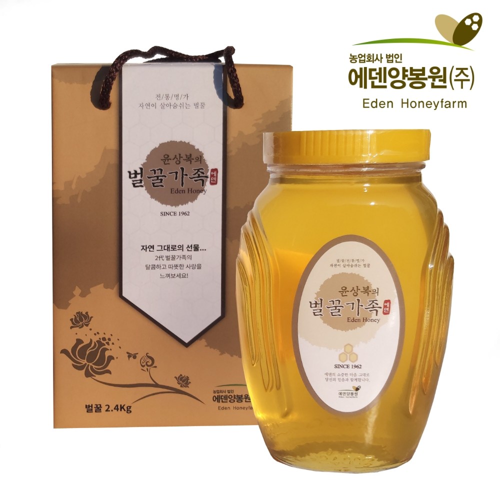 에덴양봉원 횡성 자연 벌꿀 4종 1 2kg 2 4kg 국내산 아카시아꿀 가정용꿀 명절선물 2 4kg 아카시아꿀 기본 포장 가정용 1개