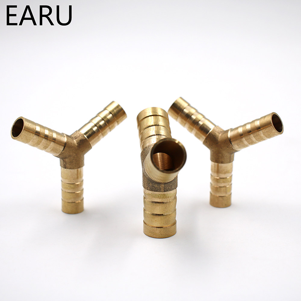 황동 Y 형 호스 조이너 피스 6-12mm 3 방향 연료 물 공기 파이프 티 커넥터 공압 연결 플러그 소켓 가스 오일용