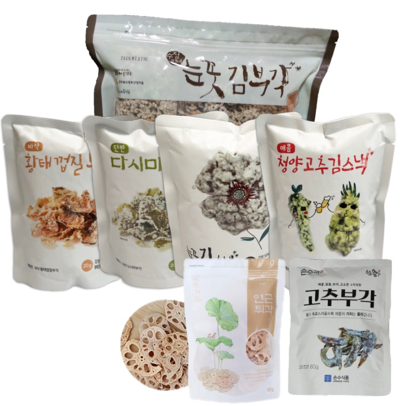 배리맛 수제 눈꽃 찹쌀 김스낵 김부각 매콤청양고추 단짠다시마 수정이네 전주 하봉마을 눈꽃 김스낵 20g 20g 1개