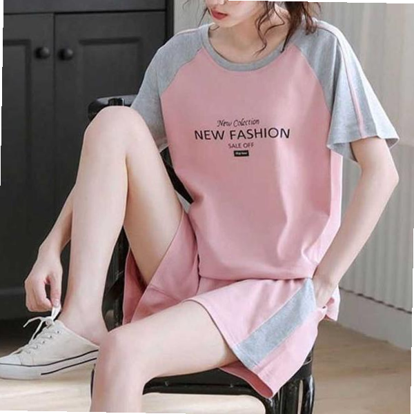 여름 데일리 웨어 의류 배색티 반바지 실내복 잠옷