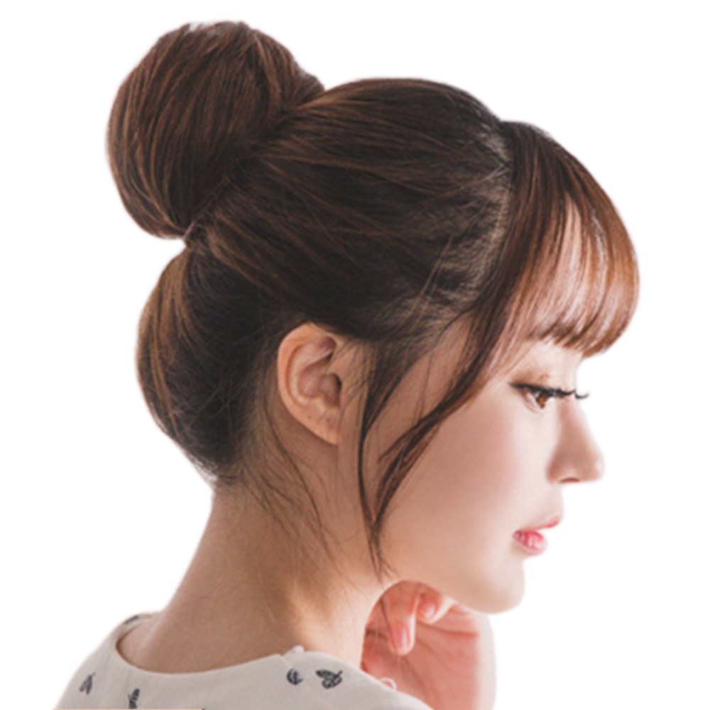 하이유니 똥머리 인모 올림 붙임 머리 헤어 밴드 피스 셀프 부분 가발 다크브라운 스트레이트 1개