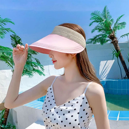 은창 코튼챙 밀짚 밴드 선캡 모자 썬캡 여름