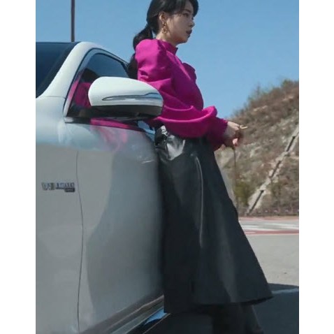더글로리 박연진옷 레자 인조가죽 롱스커트 벨트포함 세미정장 연예인룩 박연진스타일 럭셔리 하객룩 임지연 L