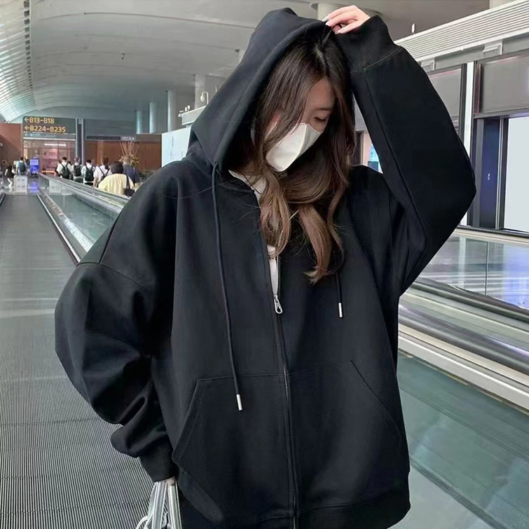 무지 후드집업 오버핏 신축성 쌀쌀할때 캐주얼