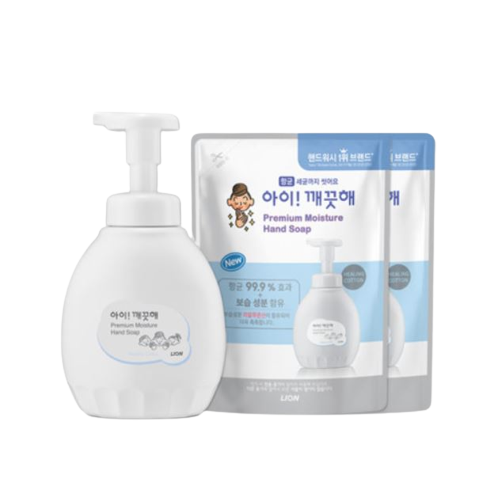아이깨끗해 프리미엄 모이스처 힐링코튼 450ml + 400ml x 2(리필)