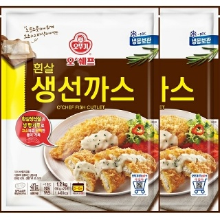오뚜기 오쉐프 흰살 생선까스 1200g 2봉