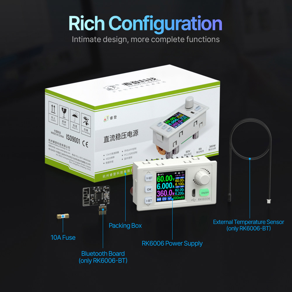 전원 공급 장치 USB 통신 버전 자리 60V 6A DC to 전압 스텝 다운 조절식 벅 컨버터 RK6006 4