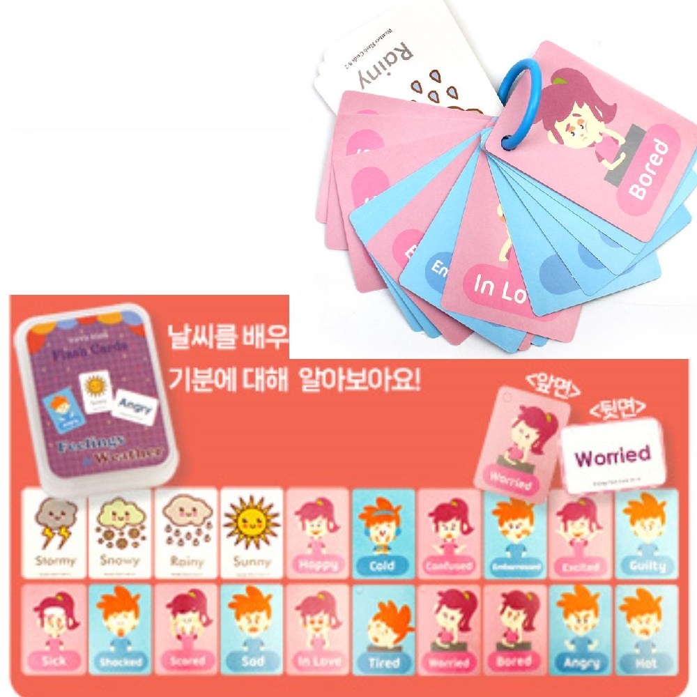 홈스쿨 파닉스학습 과일이름 영어 단어카드 놀이방교구 조카선물 스스로학습 놀이방완구 날씨와 기분 1개