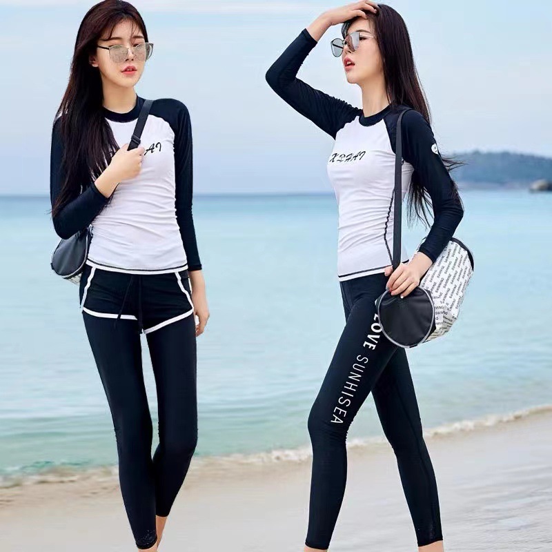 여자 여성 썸머 래쉬가드 세트 레쉬가드 여름 물놀이 수영복 쓰리피스 휴가 비치룩 워터