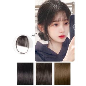 여성용 앞머리 내츄럴 뱅 부분 헤어 가발 붙임머리 내츄럴블랙