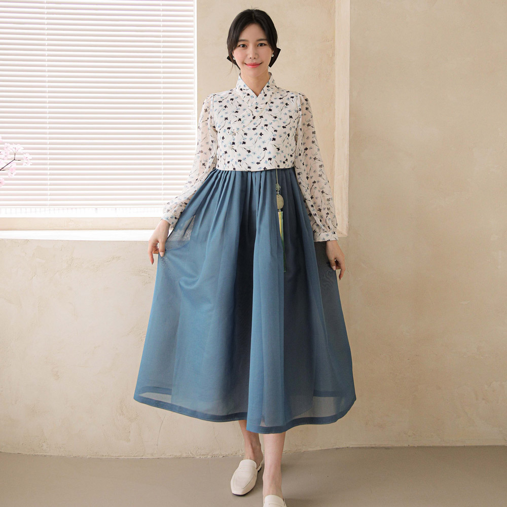 민한복 멜로디 여성 계량 철릭 원피스 여자 개량 퓨전 허리 치마 드레스 생활한복 99호
