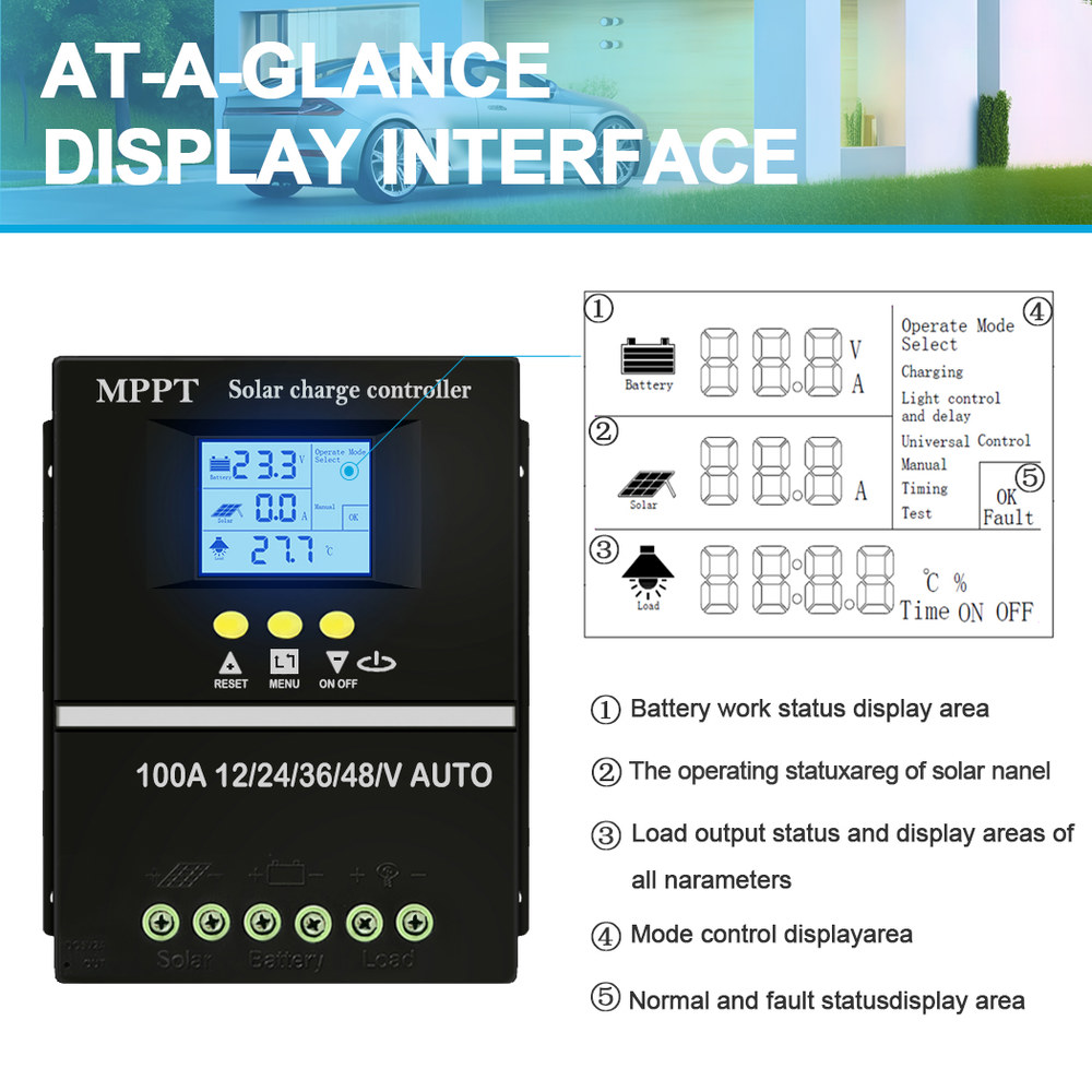 Y H 60A 80A 100A MPPT 태양광 충전 컨트롤러 도구 12V 24V 36V 48V 태양 전지 패널 배터리 스마트 레귤레