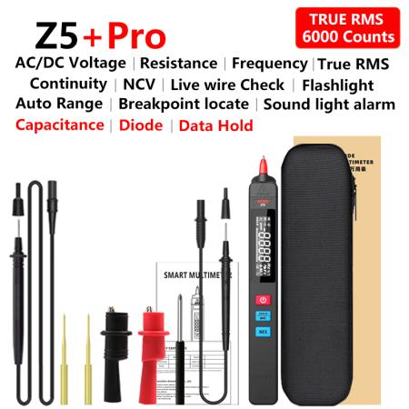 BSIDE 비접촉 디지털 멀티미터 6000 카운트 AC DC 전압 테스터 커패시턴스 Ohm NCV Hz 다이오드 Z1 Z5