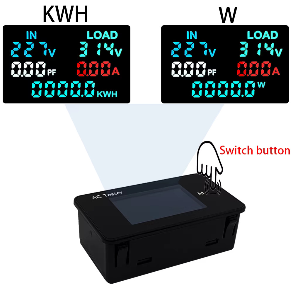 AC 이중 전압 디스플레이 전력계 분석기 LED 전기 측정기 KWS-AC305 0-500V 0-50KW 0-100A