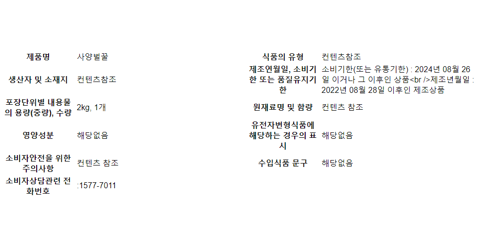 산내들농원 사양벌꿀 2kg 1개
